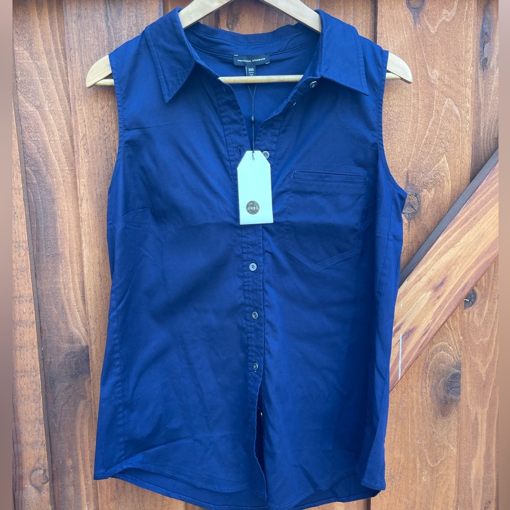 Universal Standard Women's Button Down Sleeveless Blouse Business Casual Top NWT